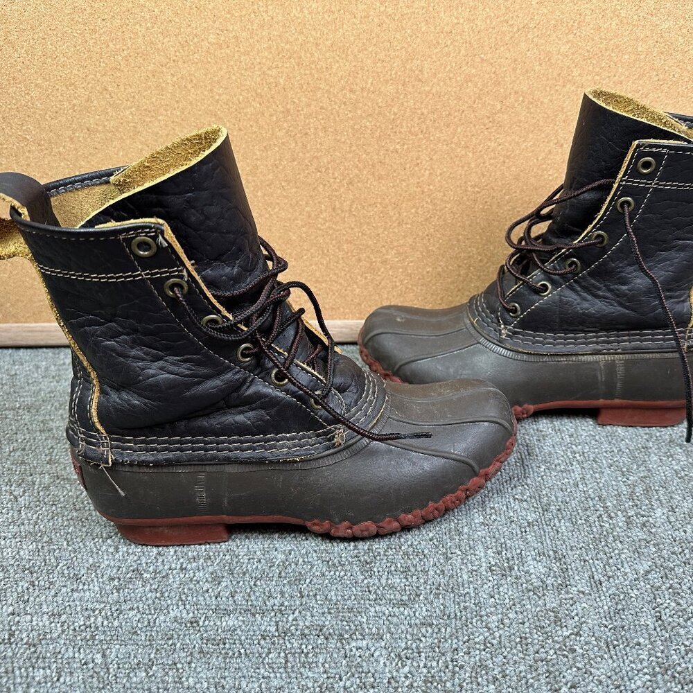 LL Bean Dark Brown Pebbeled Leather Bean Boots Women's Size 7.5 - Outdoors